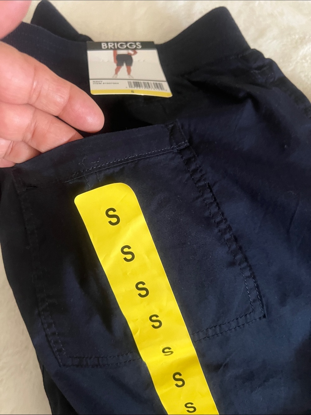 NWT Briggs Navy Elastic-Waist Bermuda Shorts with Roll-Cuff with pocket size S - Picture 16 of 16
